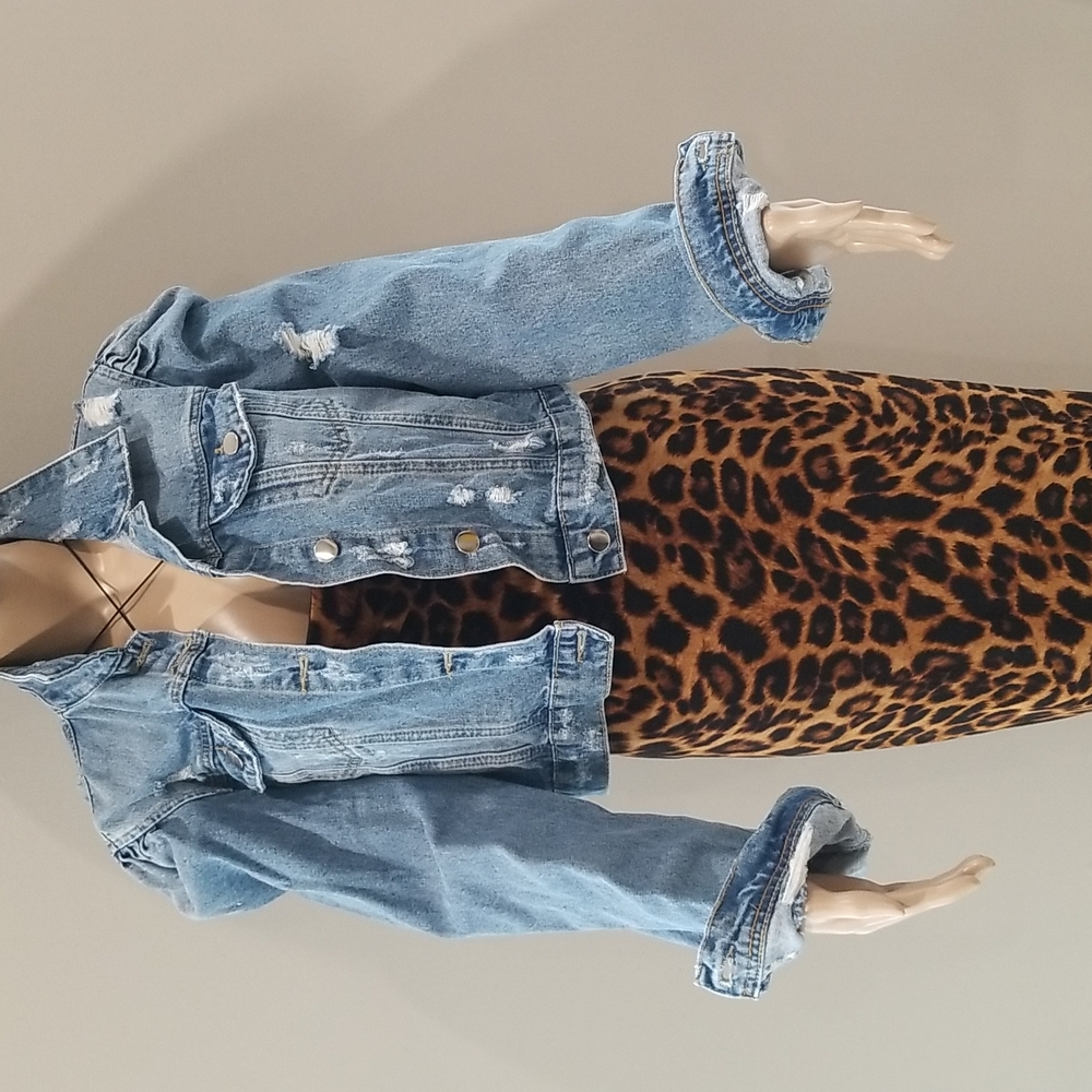 Cropped Ripped Design Jean Jacket